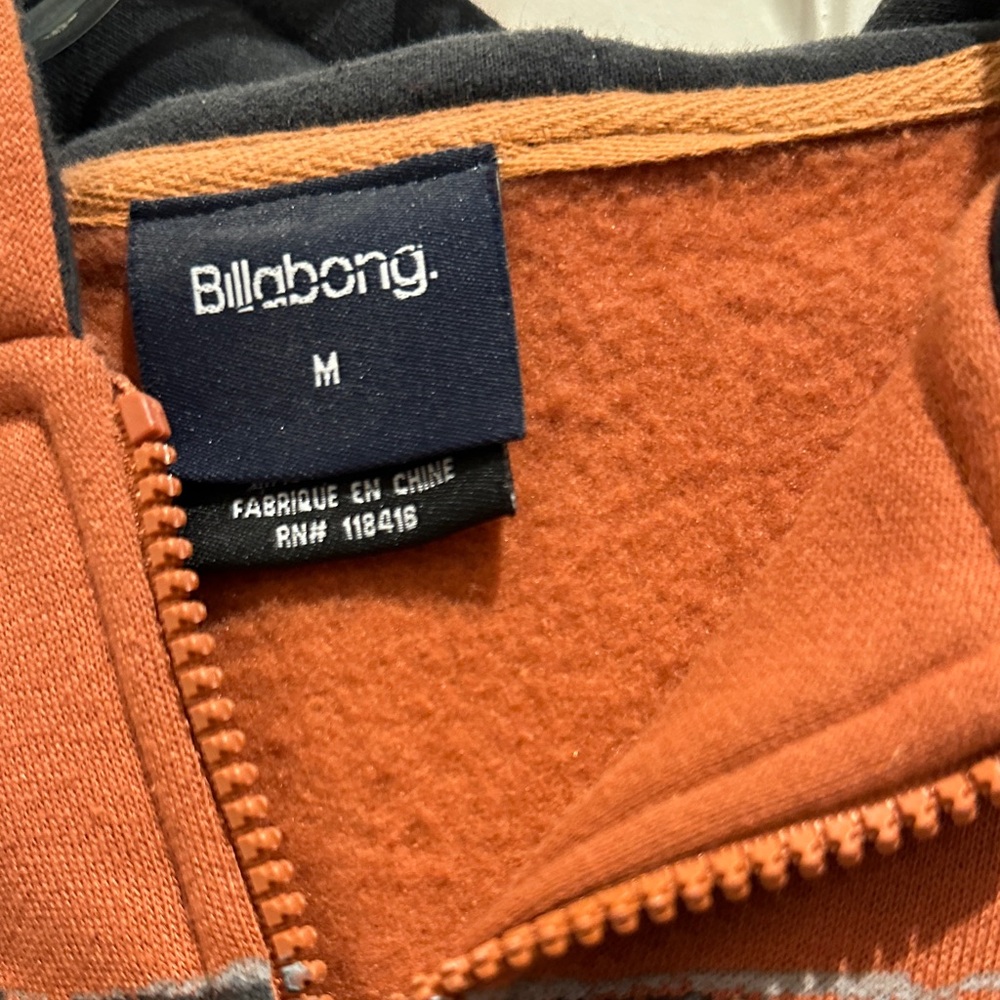 Billabong Rust Zip-Up Hoodie M - Picture 2 of 3